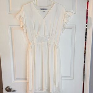 White Ruffle Sleeve Dress